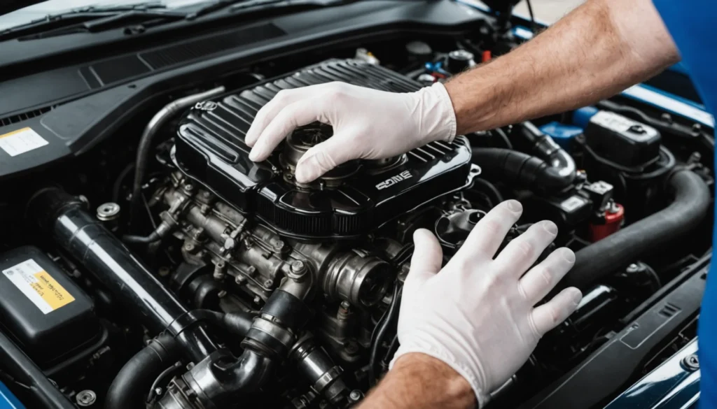 nettoyage du moteur de voiture